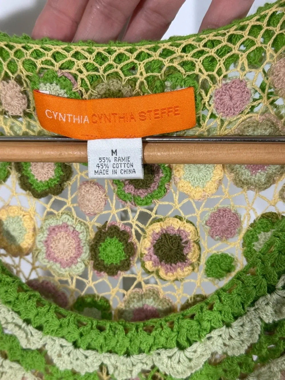 Cynthia Cynthia Steffe Crochet Skirt Green Floral 2pc Y2K Boho Festival Set S/M